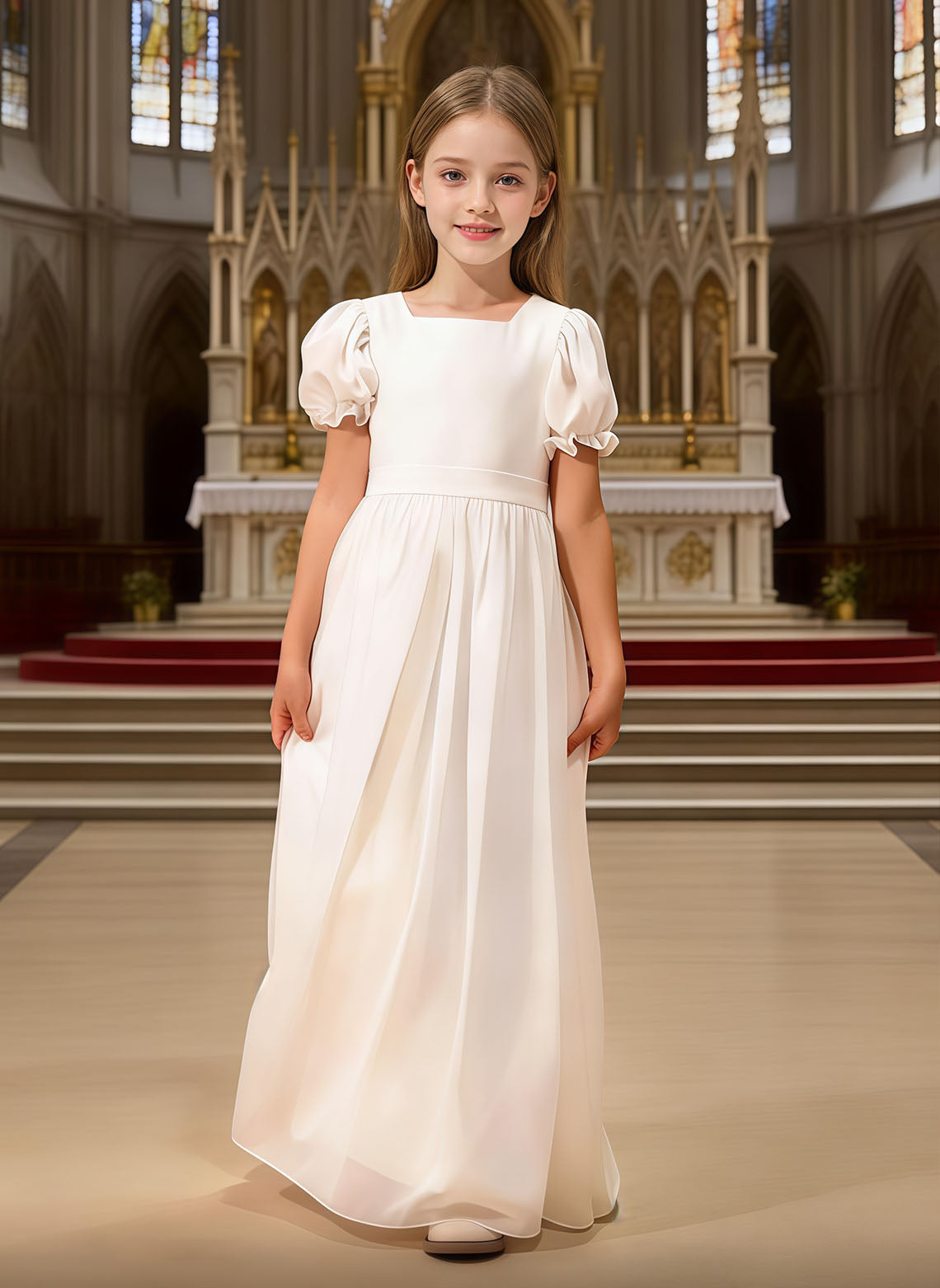 Floryme Chiffon Flower Girl Dress, First Communion & Formal Portrait Gown