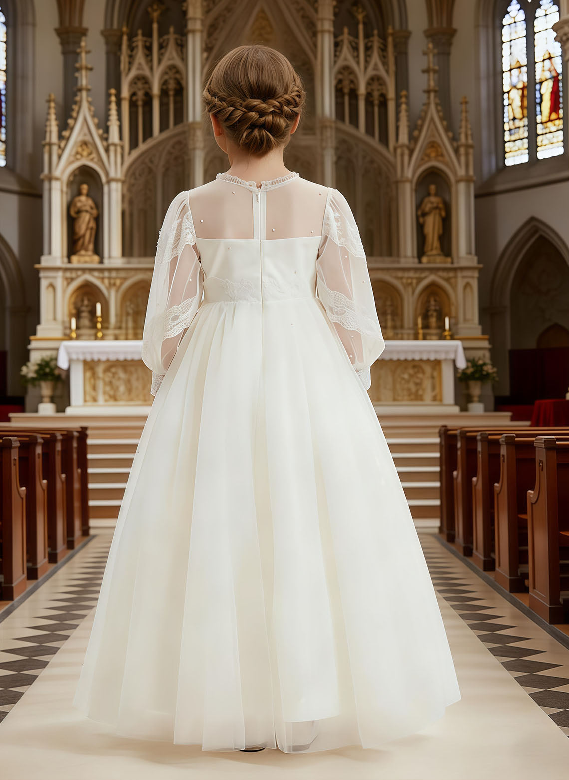 Floryme A-line Flower Girl Dress, First Communion & Formal Portrait Dress