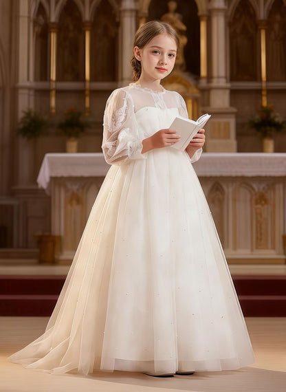 Floryme A-line Flower Girl Dress, First Communion & Formal Portrait Dress
