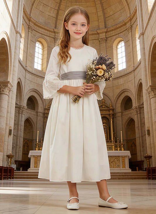 Floryme Lace Tulle Junior Bridesmaid Dress, First Communion & Portrait Gown