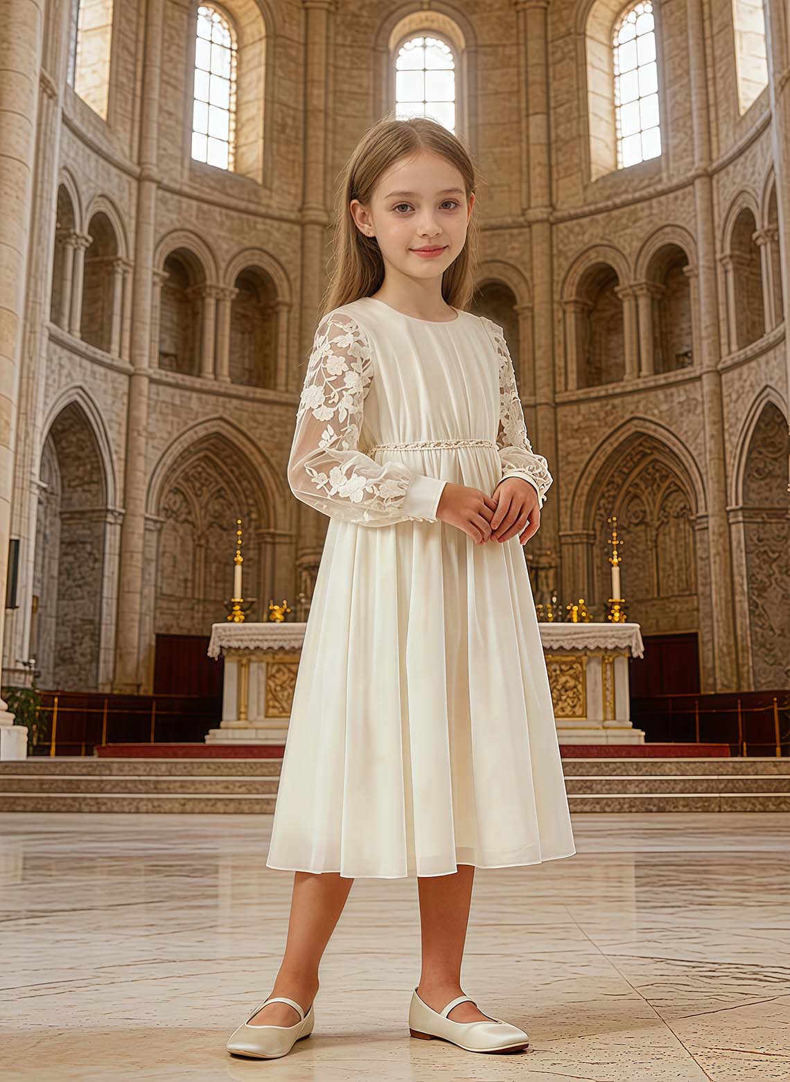 Floryme Lace Chiffon First Communion Dress