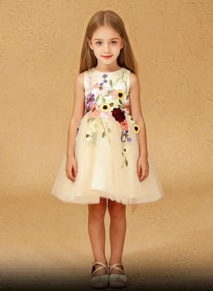 Floryme Satin Knee-length Flower Girl Dress With Bow