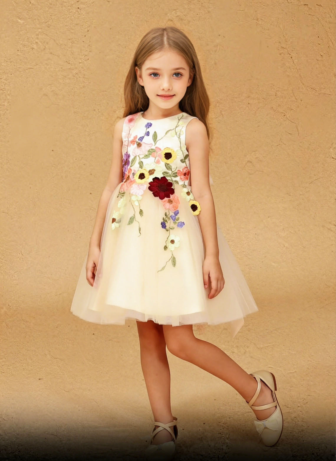 Floryme Satin Knee-length Flower Girl Dress With Bow