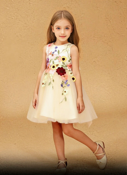 Floryme Satin Knee-length Flower Girl Dress With Bow