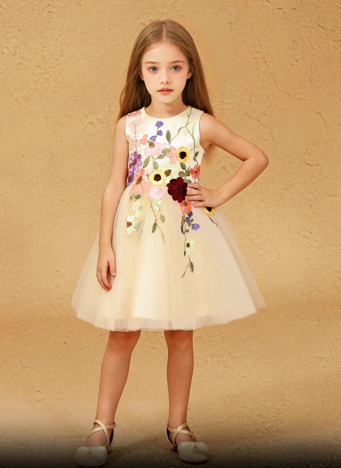 Floryme Satin Knee-length Flower Girl Dress With Bow
