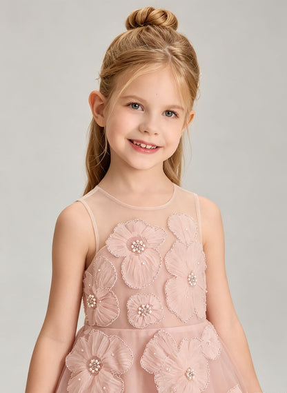 Floryme A-line Scoop Tulle Floor-Length Flower Girl Dress