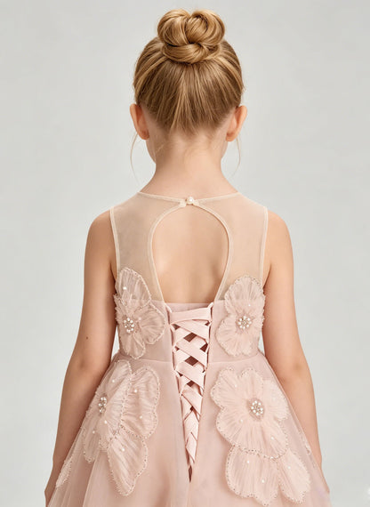 Floryme A-line Scoop Tulle Floor-Length Flower Girl Dress