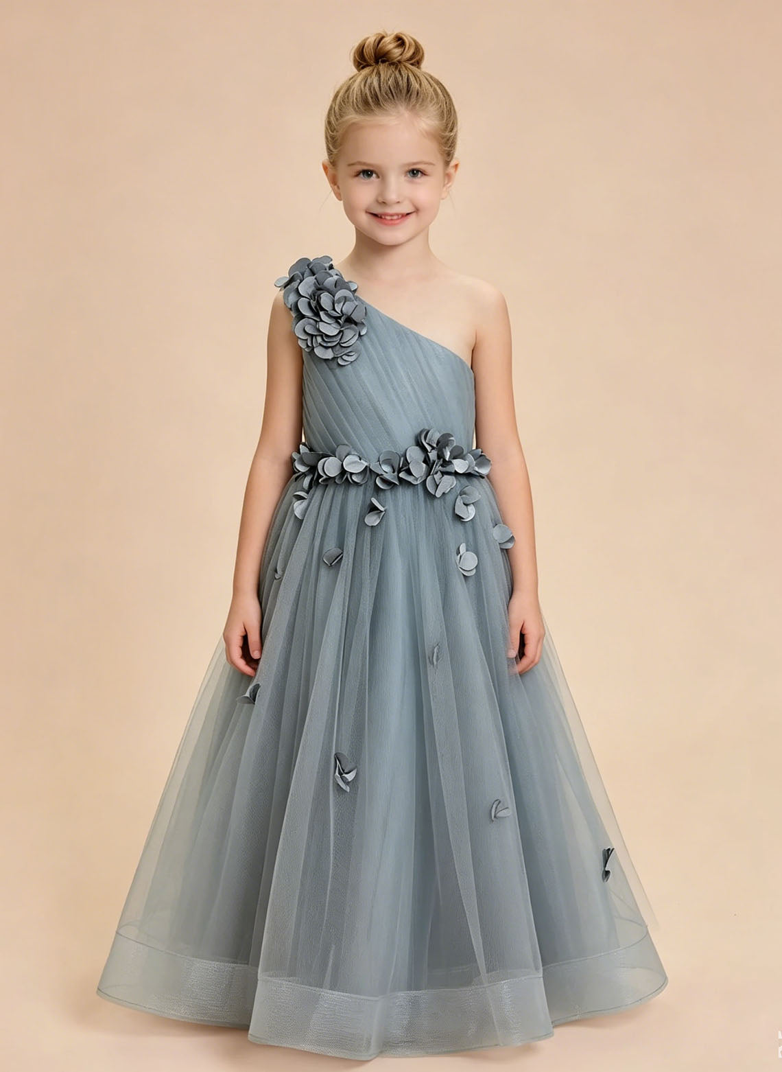 Floryme A-line Scoop Tulle Floor-Length Flower Girl Dress