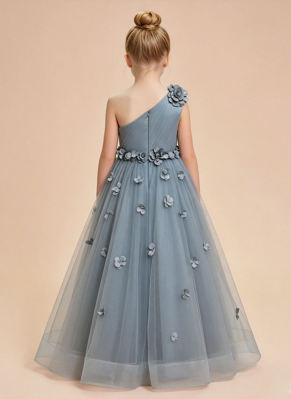 Floryme A-line Scoop Tulle Floor-Length Flower Girl Dress