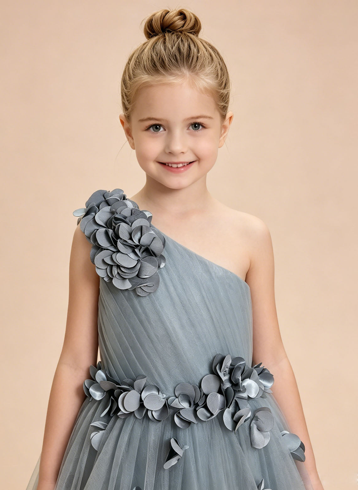Floryme A-line Scoop Tulle Floor-Length Flower Girl Dress