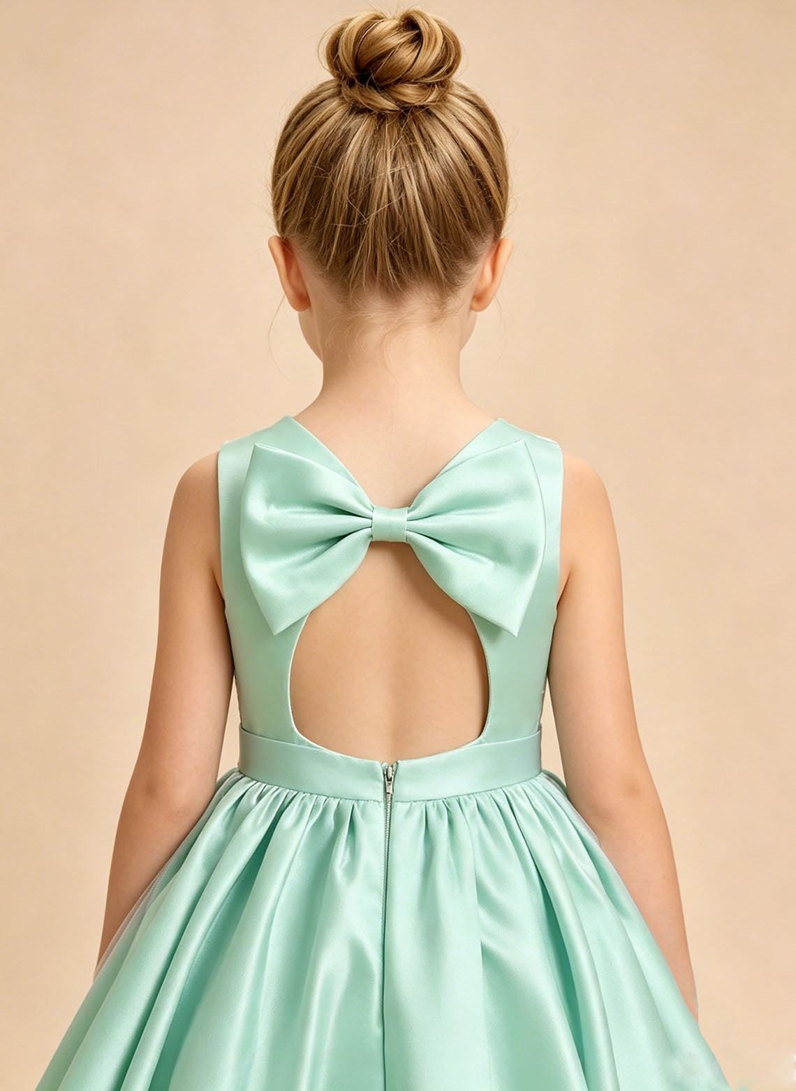 Floryme A-line Scoop Satin Knee-Length Flower Girl Dress