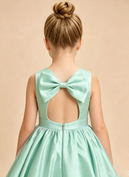 Floryme A-line Scoop Satin Knee-Length Flower Girl Dress