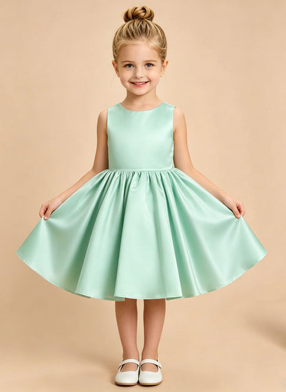 Floryme A-line Scoop Satin Knee-Length Flower Girl Dress