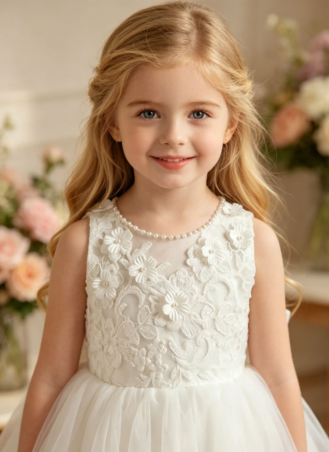 Floryme A-line Scoop Cotton Knee-Length Flower Girl Dress
