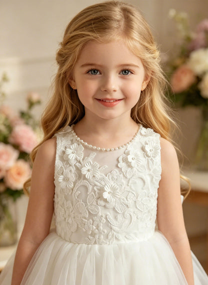 Floryme A-line Scoop Cotton Knee-Length Flower Girl Dress