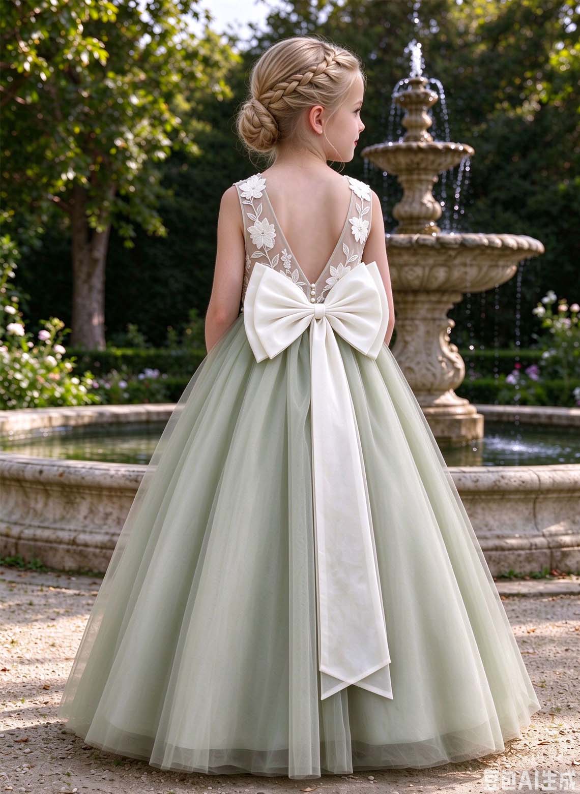 Floryme A-line Scoop Tulle Lace Floor-Length Flower Girl Dress