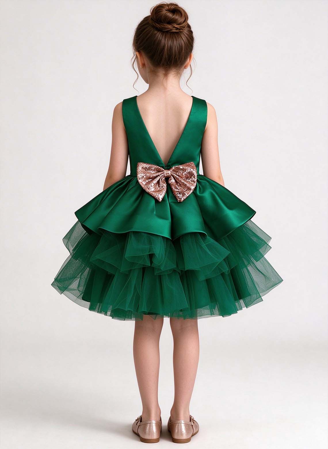 Floryme Satin Tulle Knee-length Flower Girl Dress