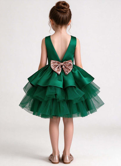 Floryme Satin Tulle Knee-length Flower Girl Dress