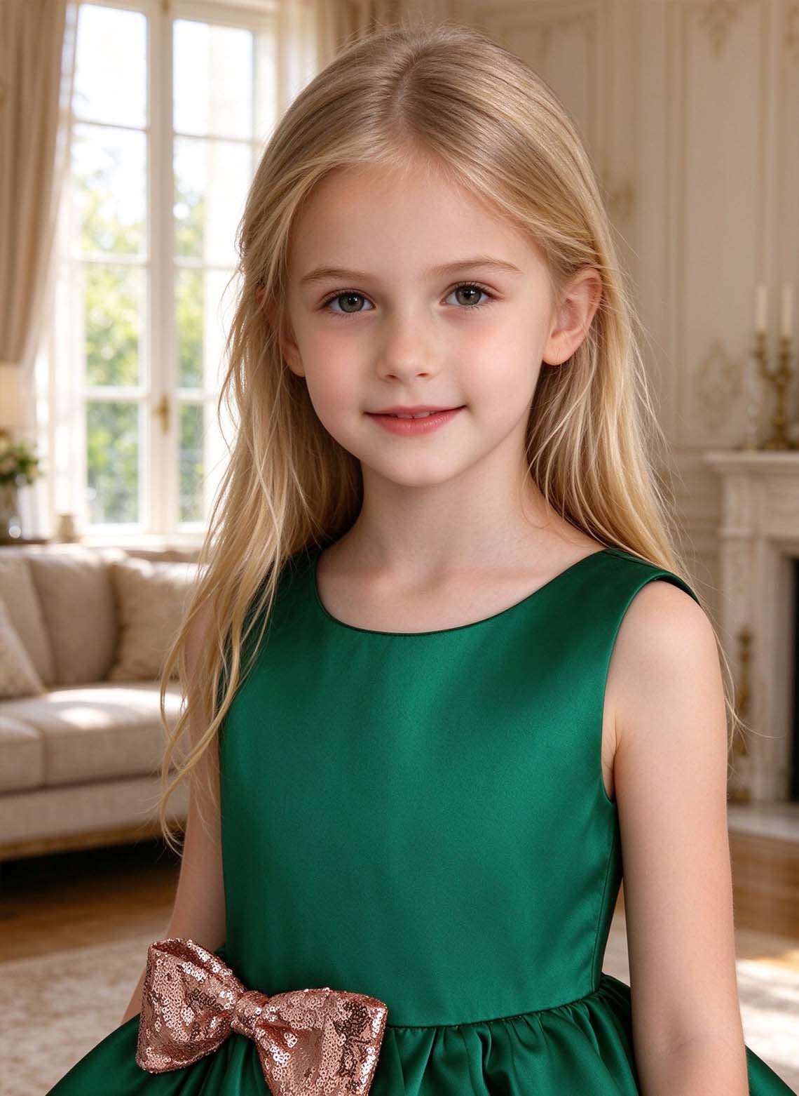 Floryme Satin Tulle Knee-length Flower Girl Dress
