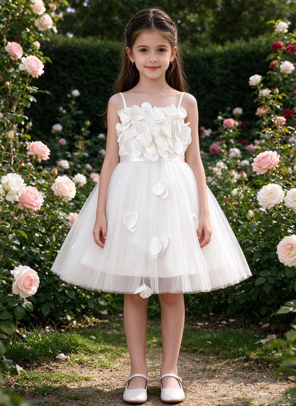 Floryme A-line Sleeveless Satin Knee-Length Flower Girl Dress