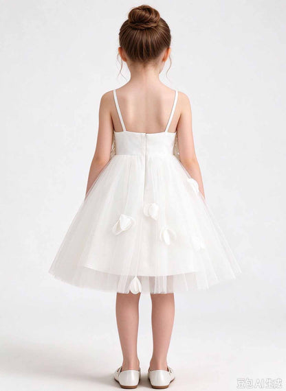 Floryme A-line Sleeveless Satin Knee-Length Flower Girl Dress