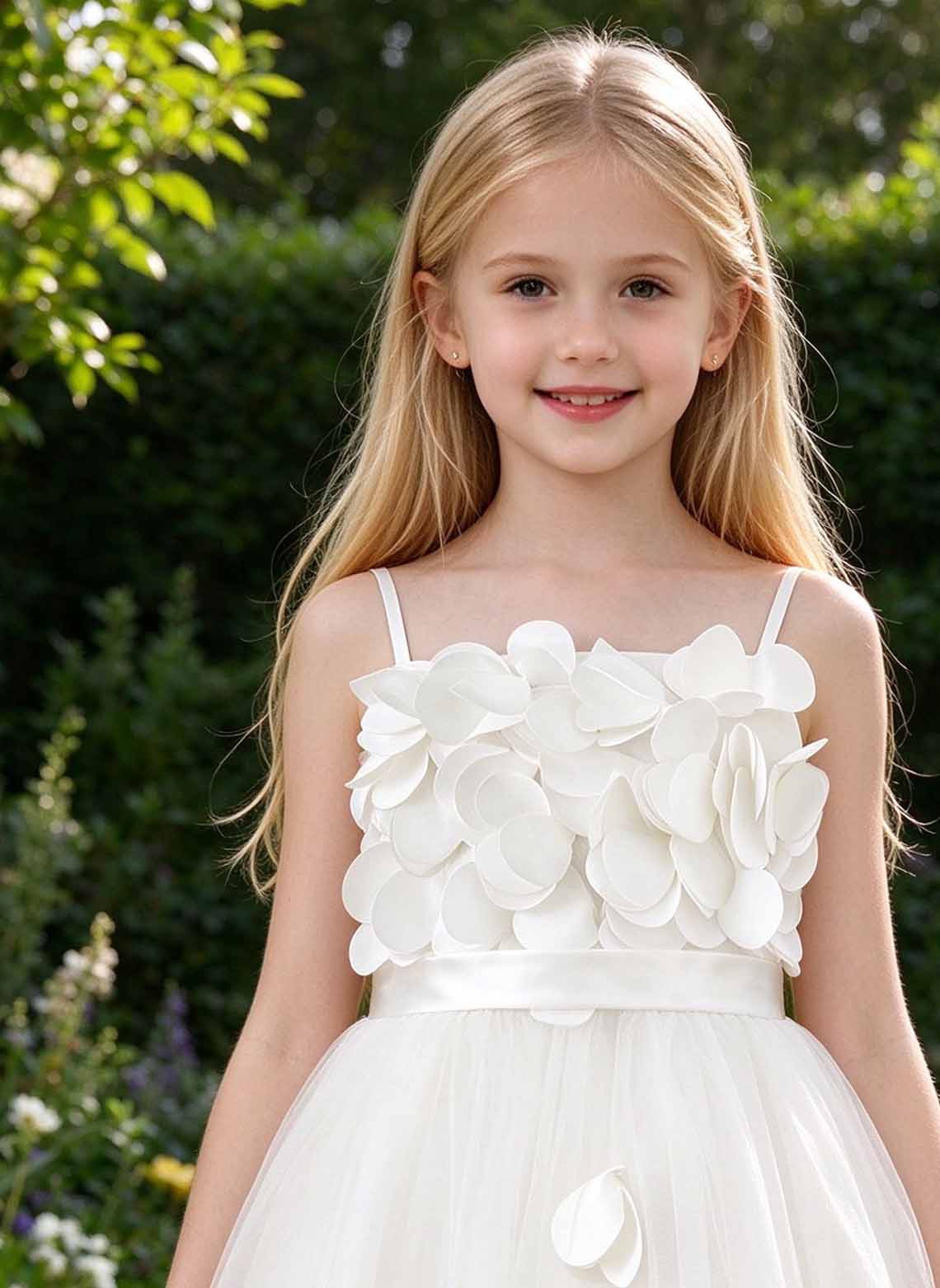 Floryme A-line Sleeveless Satin Knee-Length Flower Girl Dress