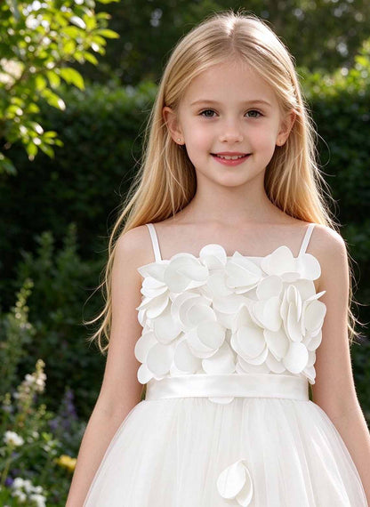 Floryme A-line Sleeveless Satin Knee-Length Flower Girl Dress