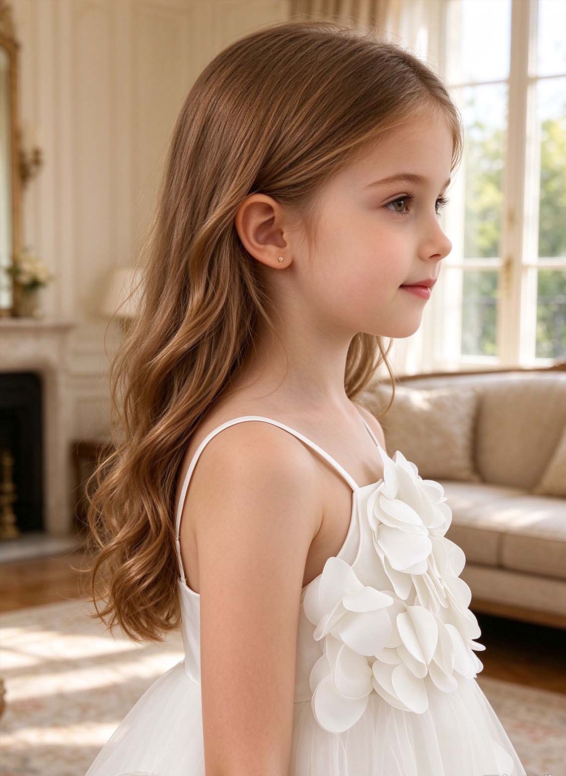 Floryme A-line Sleeveless Satin Knee-Length Flower Girl Dress