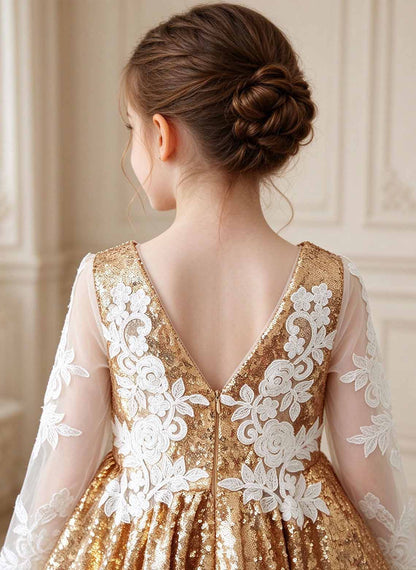 Floryme A-line Scoop Lace Tea-Length Flower Girl Dress