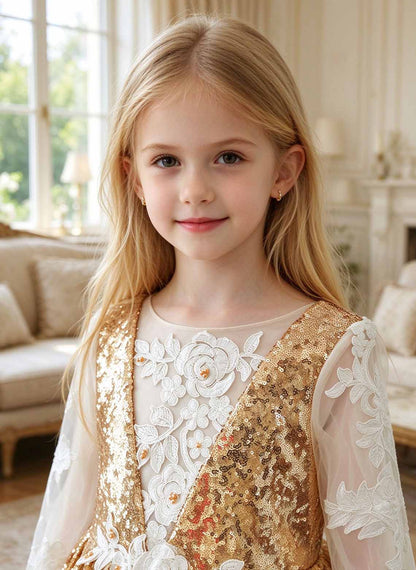 Floryme A-line Scoop Lace Tea-Length Flower Girl Dress