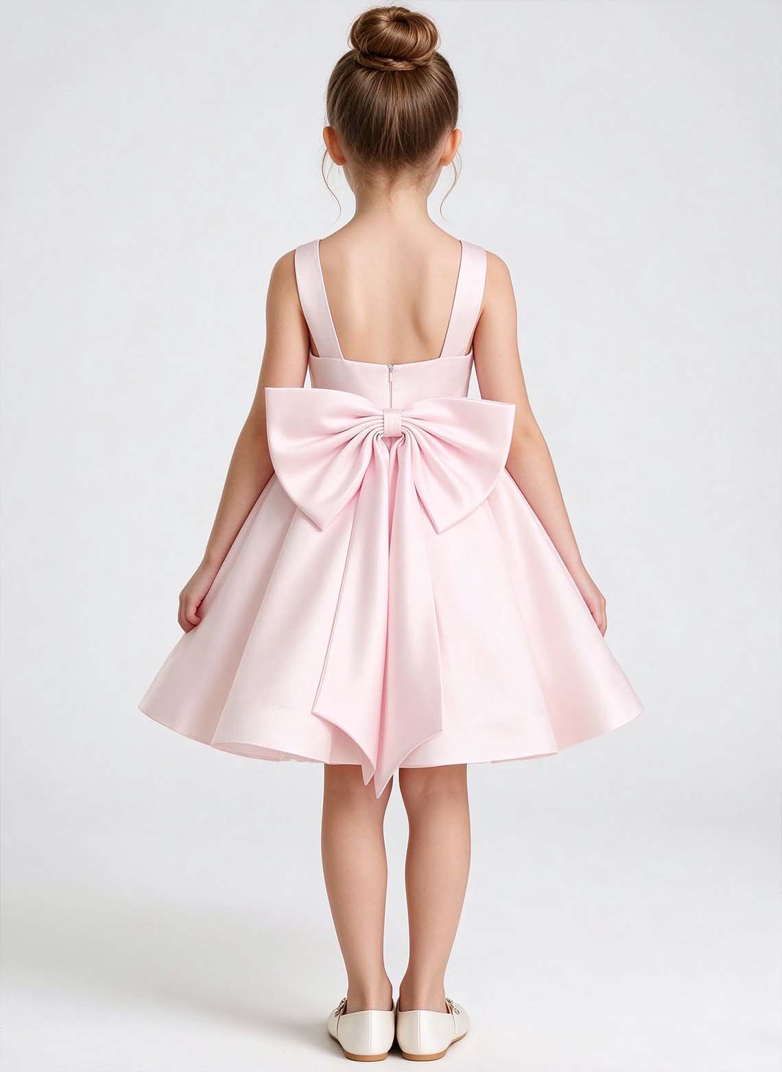 Floryme A-line Sleeveless Satin Knee-Length Flower Girl Dress