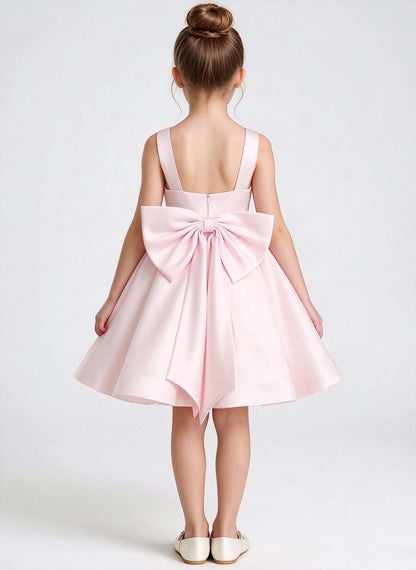 Floryme A-line Sleeveless Satin Knee-Length Flower Girl Dress