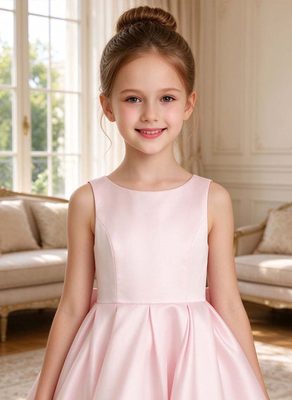 Floryme A-line Sleeveless Satin Knee-Length Flower Girl Dress