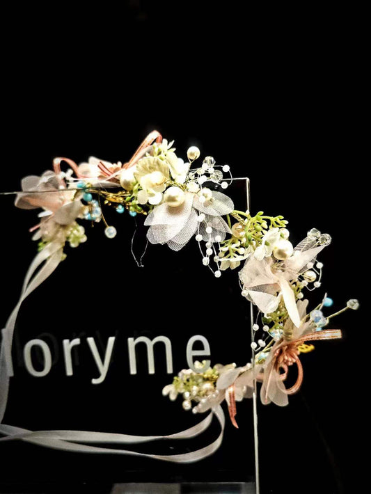 Floryme Flower Girl Headpiece Pink Daily Wear/Wedding/Special Occasion Lace/Sequin/Pearl/Flower