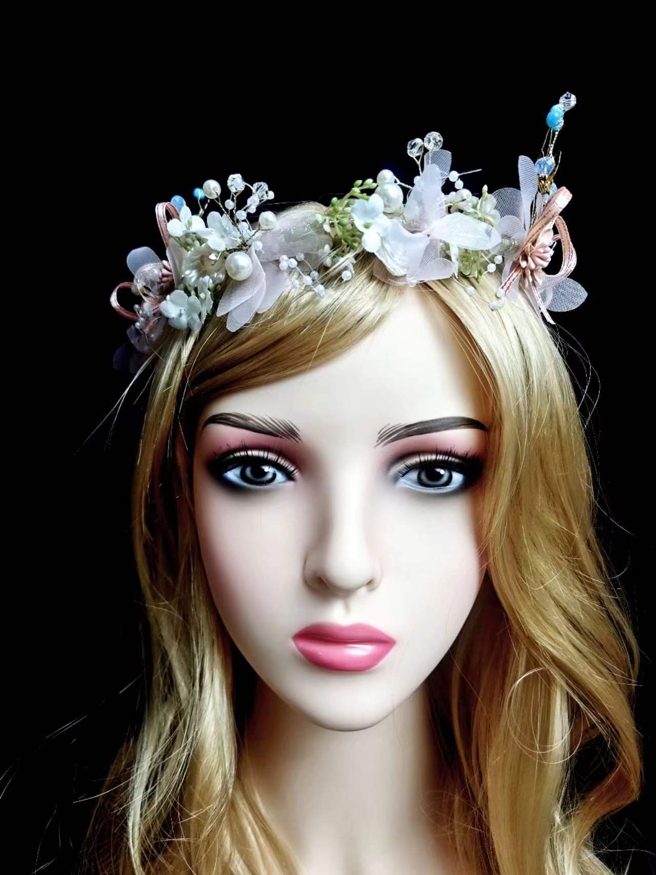 Floryme Flower Girl Headpiece Pink Daily Wear/Wedding/Special Occasion Lace/Sequin/Pearl/Flower