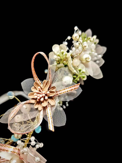 Floryme Flower Girl Headpiece Pink Daily Wear/Wedding/Special Occasion Lace/Sequin/Pearl/Flower