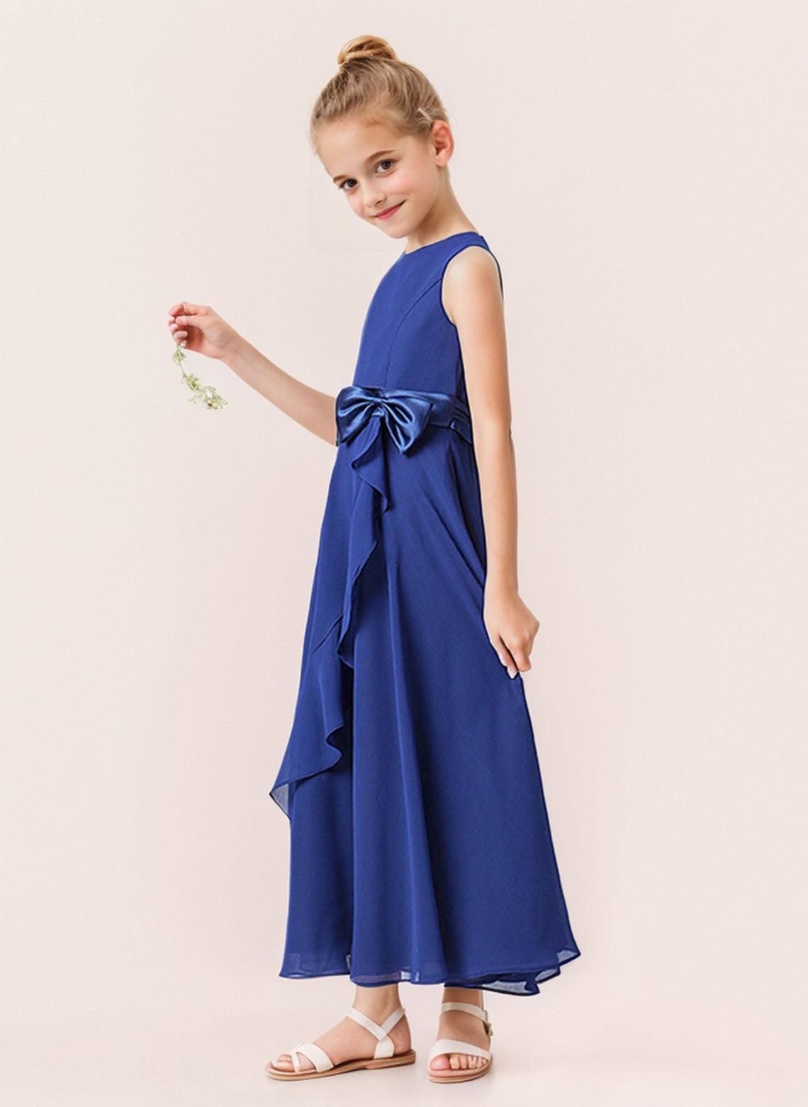 Floryme A-line Scoop Ankle-Length Chiffon Junior Bridesmaid Dress