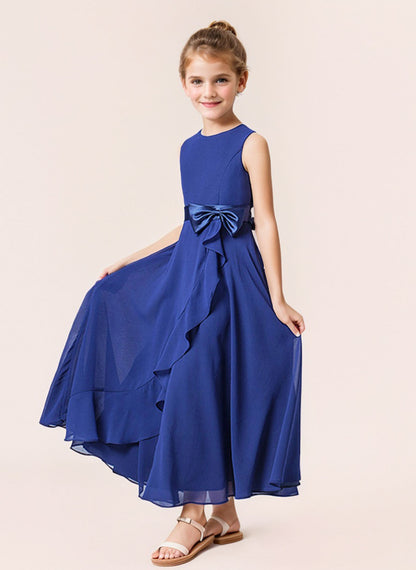 Floryme A-line Scoop Ankle-Length Chiffon Junior Bridesmaid Dress