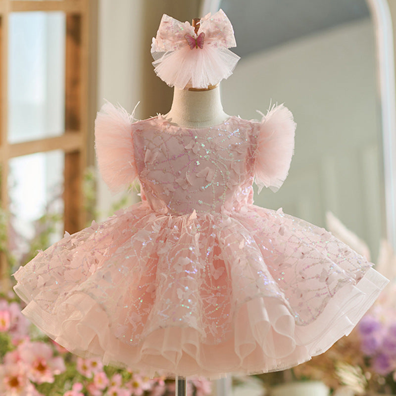 Floryme Princess Sequined Knee-length Toddler Birthday Dress