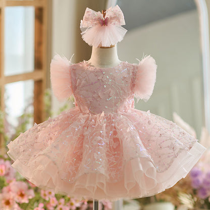 Floryme Princess Sequined Knee-length Toddler Birthday Dress