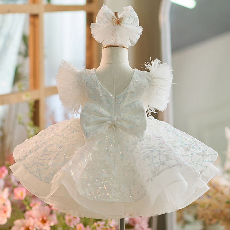Floryme Princess Sequined Knee-length Toddler Birthday Dress