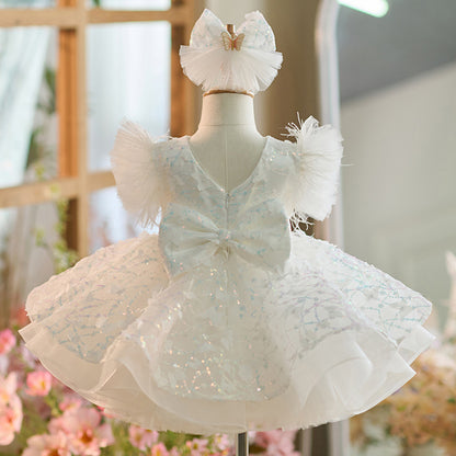 Floryme Princess Sequined Knee-length Toddler Birthday Dress