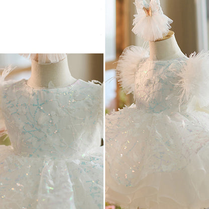 Floryme Princess Sequined Knee-length Toddler Birthday Dress