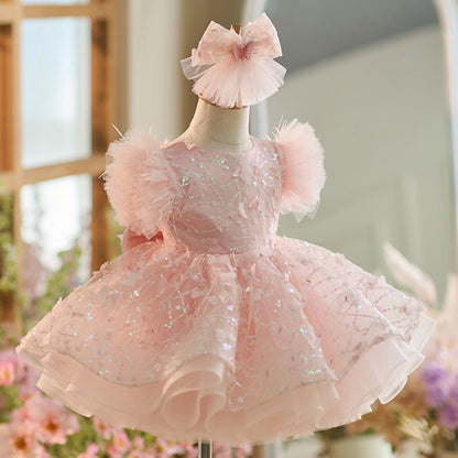 Floryme Princess Sequined Knee-length Toddler Birthday Dress