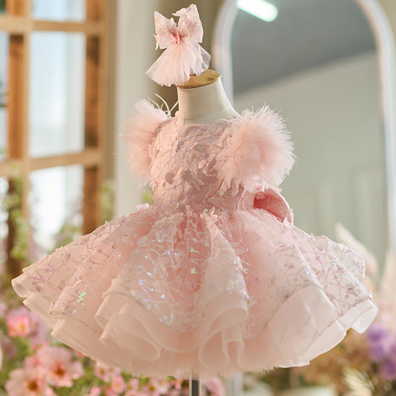 Floryme Princess Sequined Knee-length Toddler Birthday Dress