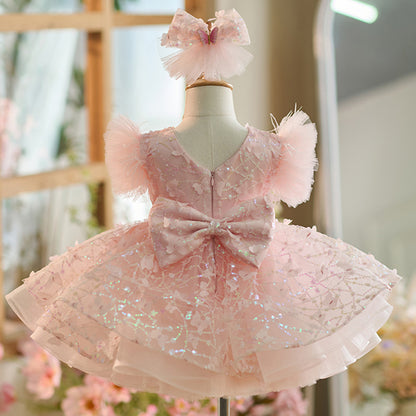 Floryme Princess Sequined Knee-length Toddler Birthday Dress