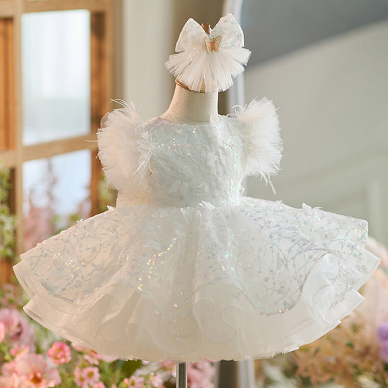 Floryme Princess Sequined Knee-length Toddler Birthday Dress