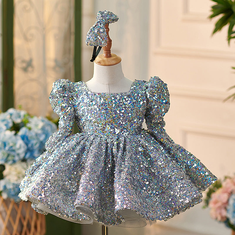 Floryme Princess Sequined Knee-length Baby Girl Birthday Dress