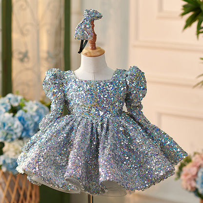 Floryme Princess Sequined Knee-length Baby Girl Birthday Dress