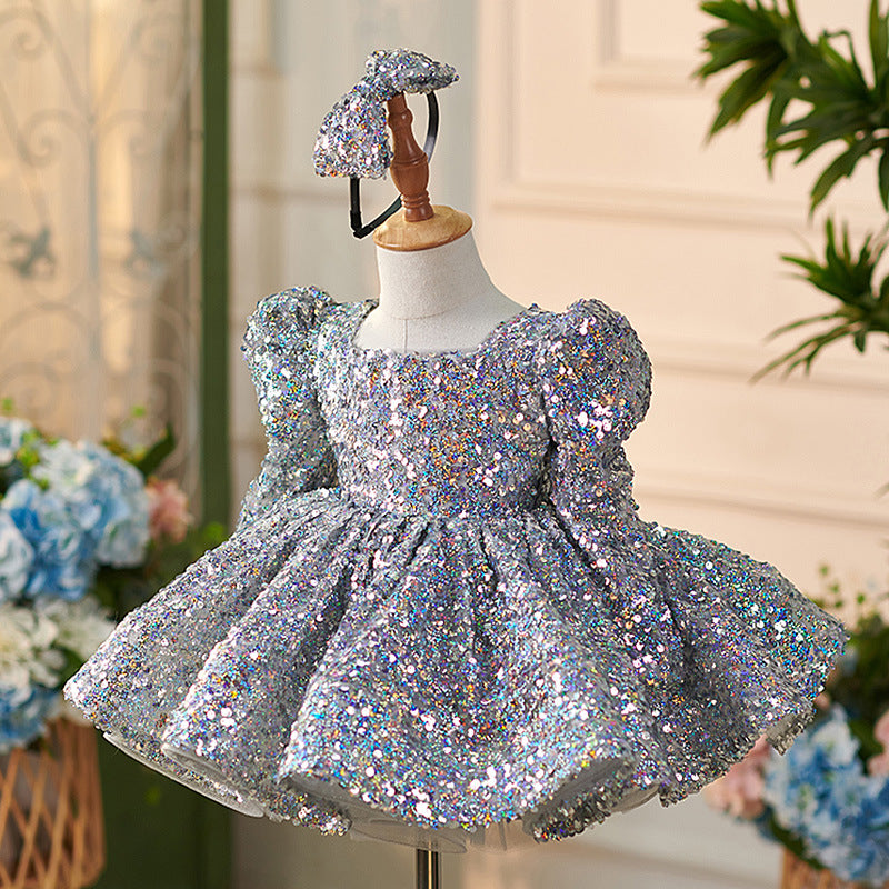 Floryme Princess Sequined Knee-length Baby Girl Birthday Dress